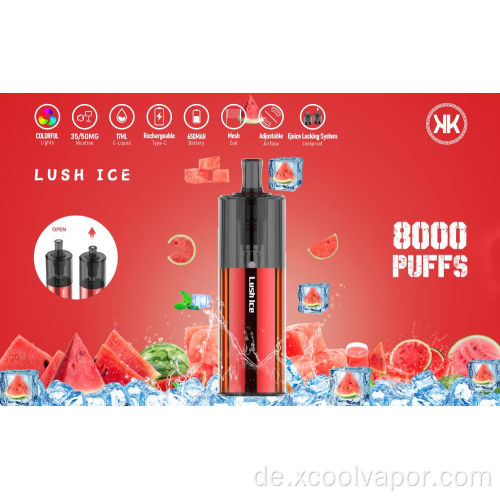 Fabrik Großhandel Xcool Dampf 8000 Puffs Einweg-Vapes